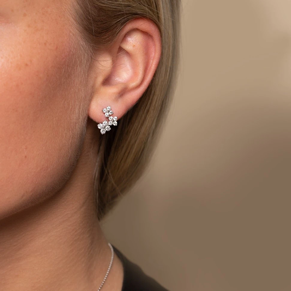 Chisholm Hunter 9ct White Gold Brilliant Cut Diamond 1.38ct Cluster Earrings 9 Chisholm Hunter 9ct White Gold Brilliant Cut Diamond 1.38ct Cluster Earrings - Image 7