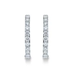 Chisholm Hunter 1857 9ct White Gold Brilliant Cut 3.00ct Diamond Hoop Earrings