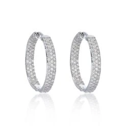 Chisholm Hunter 1857 9ct White Gold Brilliant Cut 1.00ct Diamond Hoop Earrings