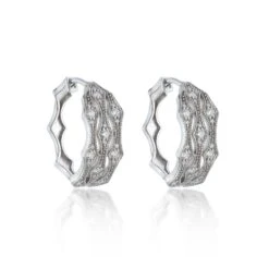 Chisholm Hunter 1857 9ct White Gold Brilliant Cut 0.50ct Diamond Hoop Earrings