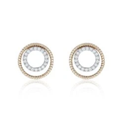 Chisholm Hunter 9ct Yellow Gold Round Brilliant 0.34ct Diamond Double Open Circle Earrings