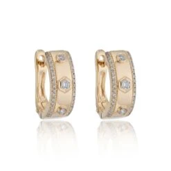 Chisholm Hunter 9ct Yellow Gold Trilogy Brilliant Cut 0.33ct Diamond Hoop Earrings
