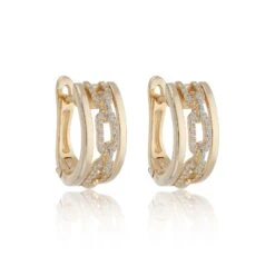 Chisholm Hunter 9ct Yellow Gold Brilliant Cut 0.46ct Link Diamond Hoop Earrings