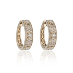 Chisholm Hunter 9ct Yellow Gold Brilliant Cut Diamond 0.70ct Pave Hoop Earrings