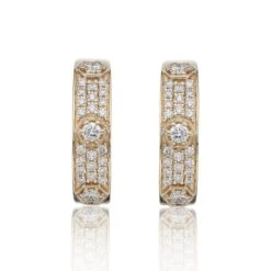 Chisholm Hunter 9ct Yellow Gold Brilliant Cut Diamond 0.70ct Pave Hoop Earrings -Chisholm Hunter 15 121 16 0027 gold pave hoop earrings 2