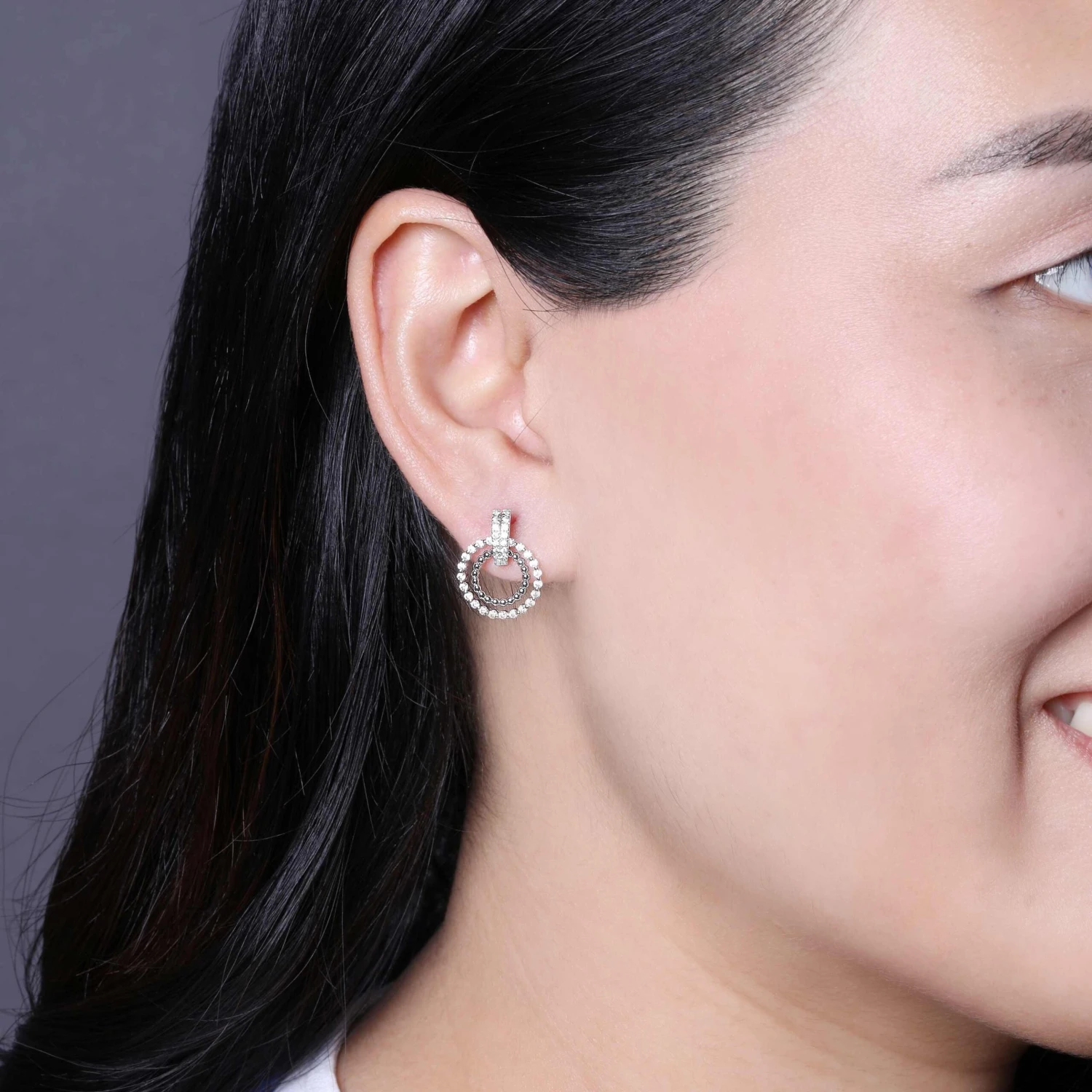 Chisholm Hunter 18ct 2 Colour Gold Brilliant Cut 0.64ct Diamond Circle Drop Earrings 4 Chisholm Hunter 18ct 2 Colour Gold Brilliant Cut 0.64ct Diamond Circle Drop Earrings - Image 2