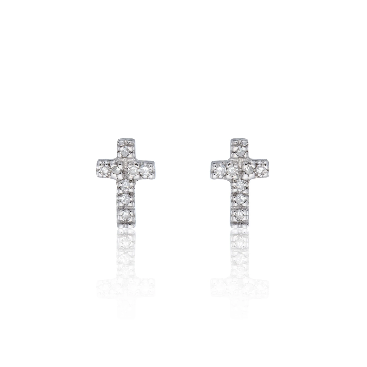 Chisholm Hunter 9ct White Gold 0.05ct Diamond Cross Earrings 3 Chisholm Hunter 9ct White Gold 0.05ct Diamond Cross Earrings