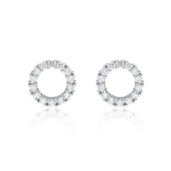 Chisholm Hunter 18ct White Gold 0.80ct Round Brilliant Diamond Fancy Circle Earrings