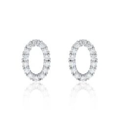 Chisholm Hunter 18ct White Gold 0.80ct Round Brilliant Diamond Fancy Oval Earrings