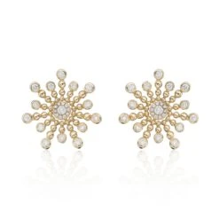 Chisholm Hunter 18ct Yellow Gold 0.64ct Round Brilliant Fancy Sunburst Diamond Earrings