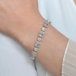 Chisholm Hunter 18ct White Gold 6.00ct Baguette And Round Brilliant Cut Diamond Bracelet -Chisholm Hunter 15 122 01 0137 lifestyle1