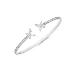 Chisholm Hunter 18ct White Gold Mixed Cut Diamond 1.50ct Butterfly Bangle