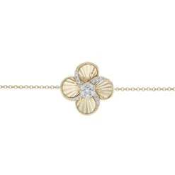 Chisholm Hunter 18ct Yellow Gold 0.20ct Round Brilliant Textured Flower Diamond Bracelet -Chisholm Hunter 15 122 02 0042 p 1