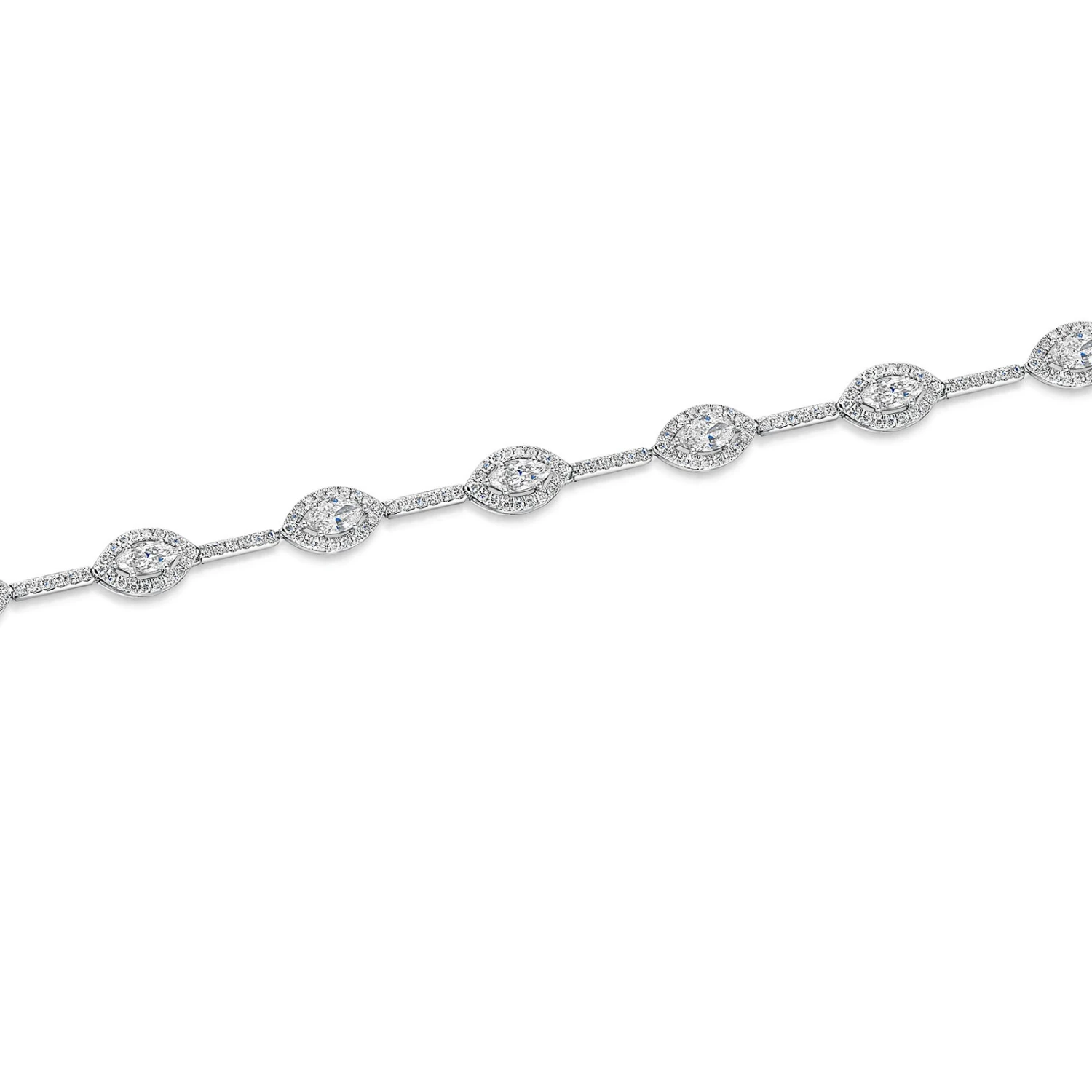 Chisholm Hunter 18ct White Gold Marquise Cut 3.25ct Diamond Cluster Bracelet 5 Chisholm Hunter 18ct White Gold Marquise Cut 3.25ct Diamond Cluster Bracelet - Image 3