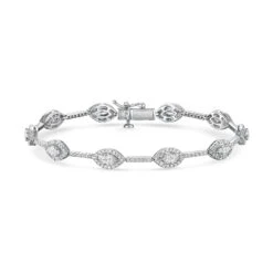 Chisholm Hunter 18ct White Gold Marquise Cut 3.25ct Diamond Cluster Bracelet