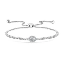 Chisholm Hunter 9ct White Gold Oval Cut 1.00ct Diamond Toggle Bracelet