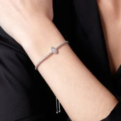 Chisholm Hunter 9ct White Gold Marquise 1.00ct Diamond Cluster Toggle Bracelet -Chisholm Hunter 15 122 03 0076 om 2