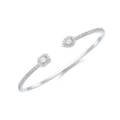Chisholm Hunter 18ct White Gold Pear Emerald & Brilliant Cut 1.08ct Diamond Crossover Bangle