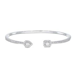 Chisholm Hunter 18ct White Gold Pear Emerald & Brilliant Cut 1.08ct Diamond Crossover Bangle 16 Chisholm Hunter 18ct White Gold Pear Emerald & Brilliant Cut 1.08ct Diamond Crossover Bangle -Chisholm Hunter 15 123 01 0047c