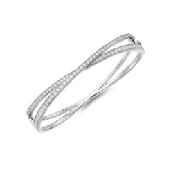 Chisholm Hunter 18ct White Gold Round Brilliant 2.37ct Diamond Crossover Bangle