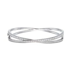 Chisholm Hunter 18ct White Gold Round Brilliant 2.37ct Diamond Crossover Bangle -Chisholm Hunter 15 123 01 0049c