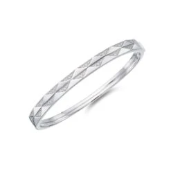 Chisholm Hunter 18ct White Gold Round Brilliant 0.35ct Diamond Geometric Bangle