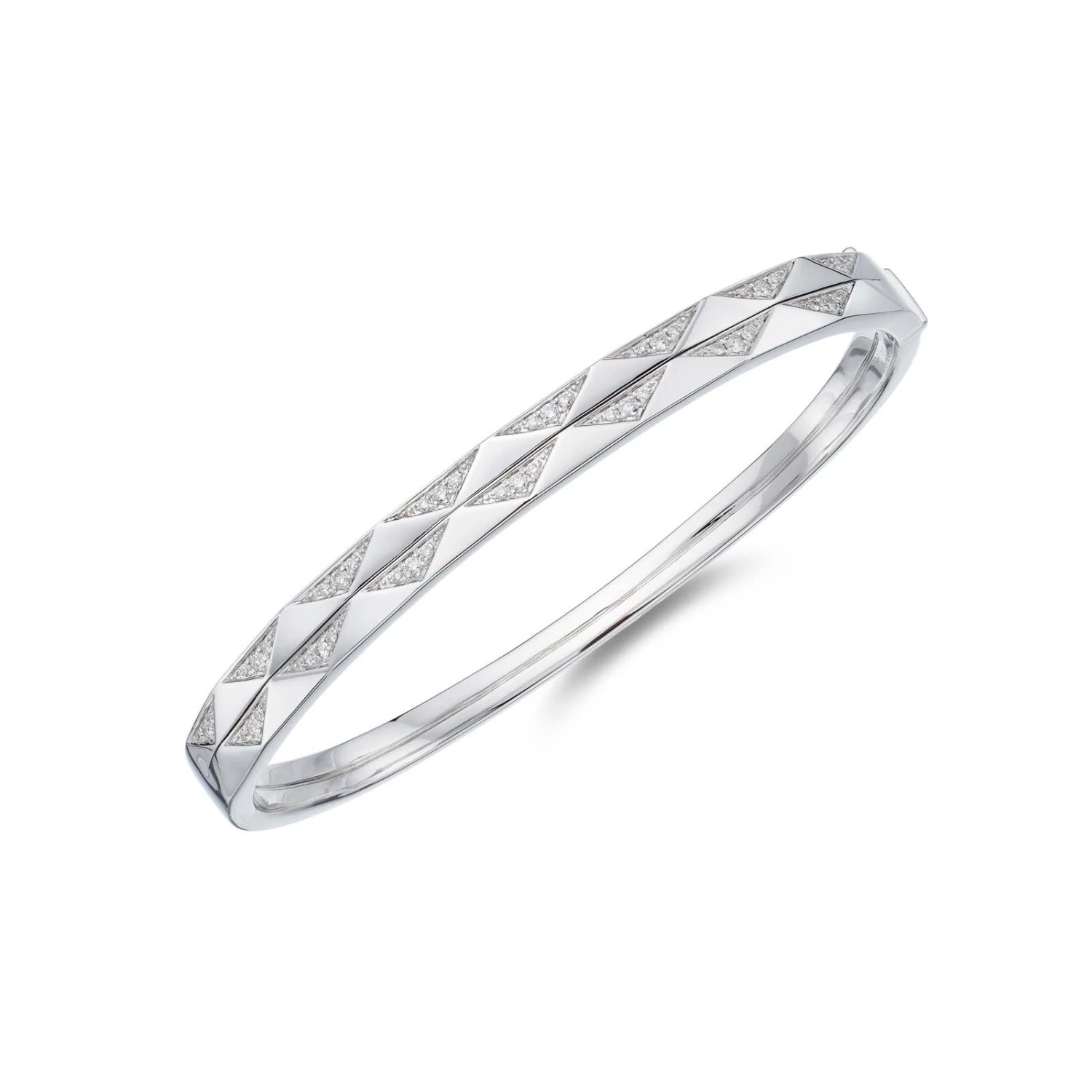 Chisholm Hunter 18ct White Gold Round Brilliant 0.35ct Diamond Geometric Bangle 3 Chisholm Hunter 18ct White Gold Round Brilliant 0.35ct Diamond Geometric Bangle