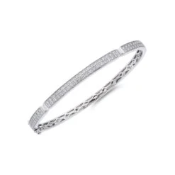 Chisholm Hunter 18ct White Gold Round Brilliant 1.00ct Diamond Double Row Bangle