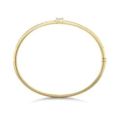 Chisholm Hunter 18ct Yellow Gold Emerald And Round Brilliant 0.57ct Diamond Bangle -Chisholm Hunter 15 123 01 0056 d2
