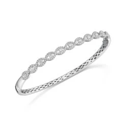 Chisholm Hunter 18ct White Gold Round Brilliant 1.22ct Diamond Open Wave Tennis Bangle