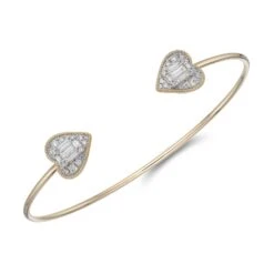 Chisholm Hunter 18ct Yellow Gold Mixed Cut 0.63ct Diamond Heart Cluster Bangle