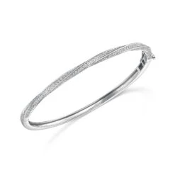 Chisholm Hunter 9ct White Gold 2.00ct Diamond Twist Bangle