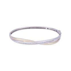 Chisholm Hunter 9ct 2 Colour Gold Bangle 0.40ct