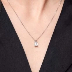 Chisholm Hunter 18ct White Gold Emerald Cut 1.00ct Lab Grown Diamond Pendant -Chisholm Hunter 15 130 01 0003 om 1 1