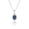 Chisholm Hunter 9ct White Gold Diamond 0.15ct And Sapphire Halo Pendant -Chisholm Hunter 16 125 01 0074