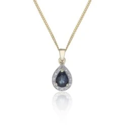Chisholm Hunter 9ct Yellow Gold 0.04ct Diamond And Sapphire Halo Pendant