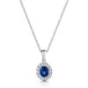 Chisholm Hunter 18ct White Gold 0.53ct Diamond And 0.17ct Sapphire Oval Halo Pendant -Chisholm Hunter 16 125 03 0081 p 1