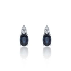 Chisholm Hunter 9ct White Gold Diamond 0.10ct And Sapphire Earrings
