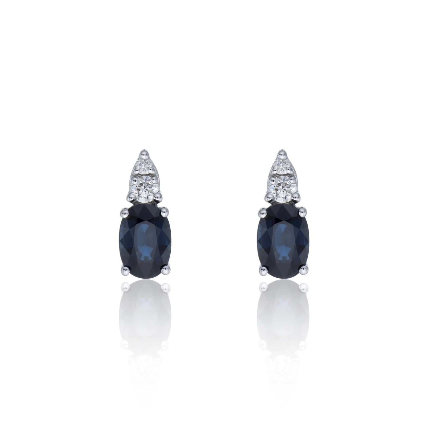 Chisholm Hunter 9ct White Gold Diamond 0.10ct And Sapphire Earrings 3 Chisholm Hunter 9ct White Gold Diamond 0.10ct And Sapphire Earrings