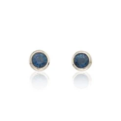 Chisholm Hunter 9ct Yellow Gold Sapphire Rub Over 3mm Earrings