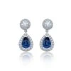 Chisholm Hunter 18ct White Gold Pear Cut Sapphire 2.75ct Diamond Halo Drop Earrings -Chisholm Hunter 16 125 07 0077