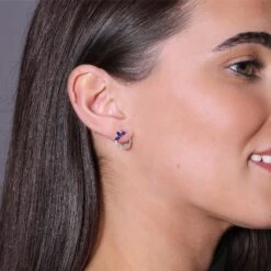 Chisholm Hunter 18ct White Gold Marquise Cut Sapphire And Mixed Cut Diamond 0.90ct Open Circle Earrings -Chisholm Hunter 16 125 07 0080 lifestyle