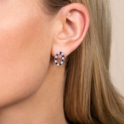 Chisholm Hunter 18ct White Gold 0.42ct Sapphire And 0.40ct Round Brilliant Diamond Oval Earrings -Chisholm Hunter 16 125 07 0088 om 1