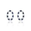 Chisholm Hunter 18ct White Gold 0.42ct Sapphire And 0.40ct Round Brilliant Diamond Oval Earrings