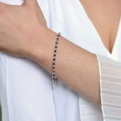 Chisholm Hunter 9ct Yellow Gold 4.25ct Round Brilliant Cut Sapphire And Diamond Bracelet -Chisholm Hunter 16 125 10 0001 2