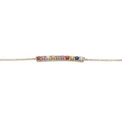Chisholm Hunter 9ct Yellow Gold Brilliant Cut Rainbow Sapphire And Diamond 0.28ct Bar Bracelet