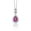 Chisholm Hunter 9ct White Gold Pear Ruby 0.75ct And Diamond 0.25ct Fancy Drop Pendant