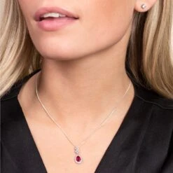 Chisholm Hunter 9ct White Gold Pear Ruby 0.75ct And Diamond 0.25ct Fancy Drop Pendant -Chisholm Hunter 16 126 01 0043 ls 1