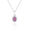 Chisholm Hunter 9ct White Gold 0.06ct Ruby And Diamond Halo Pendant
