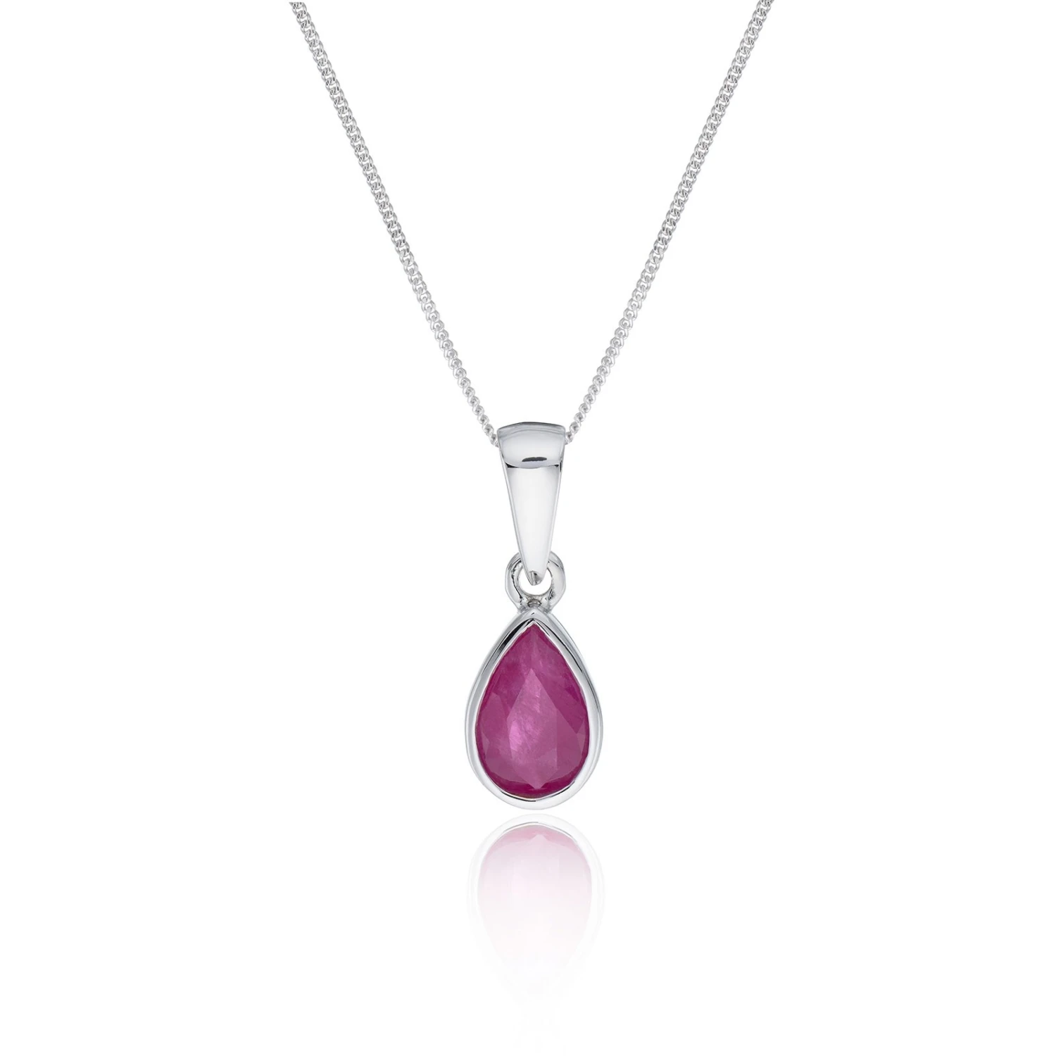 Chisholm Hunter 9ct White Gold Pear Ruby Rub Over Pendant 3 Chisholm Hunter 9ct White Gold Pear Ruby Rub Over Pendant